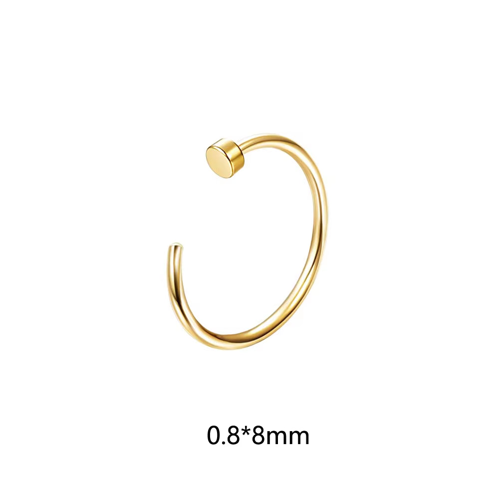 1PCS/18PCS Hypoallergenic Nose Ring Studs for Sensitive Skin 20G Hoops for Women Men 2Mm Small Titanium Nose Piercing Jewelry